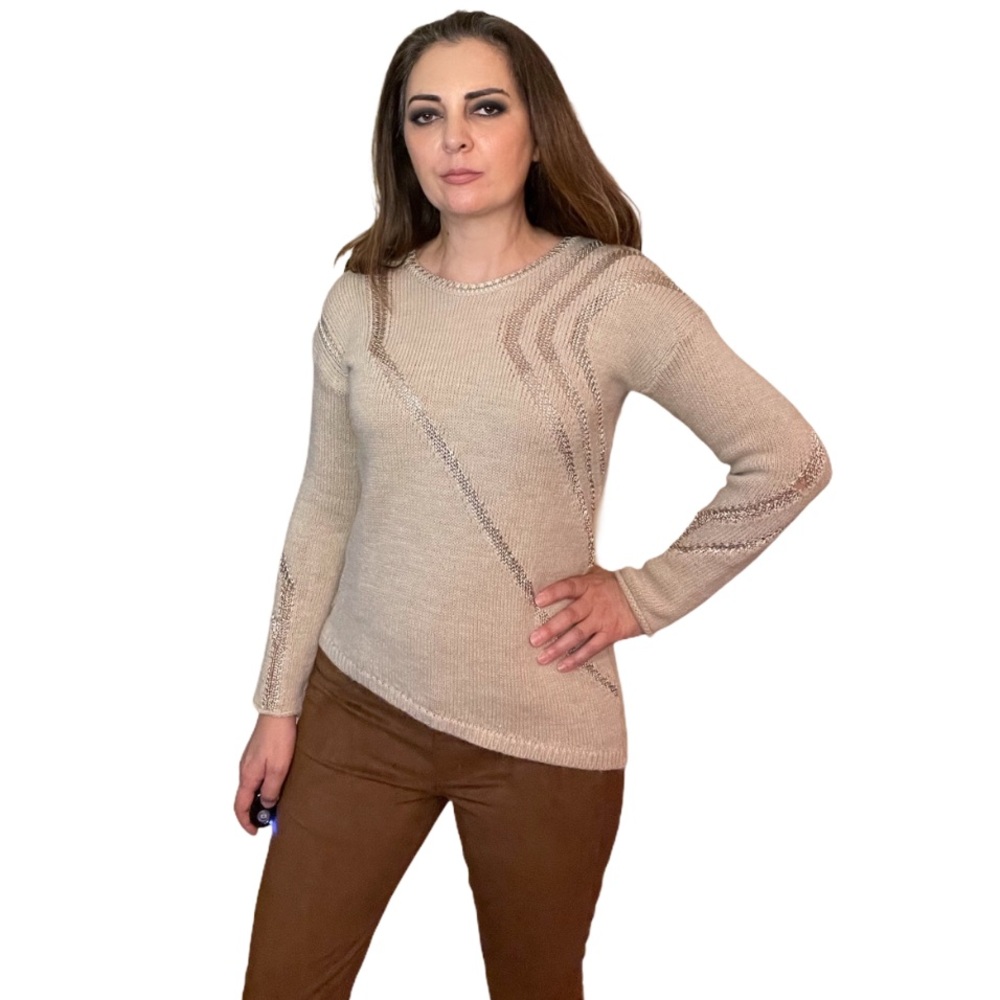 Antonio Melani Beige Wool Alpaca Knit Sweater S